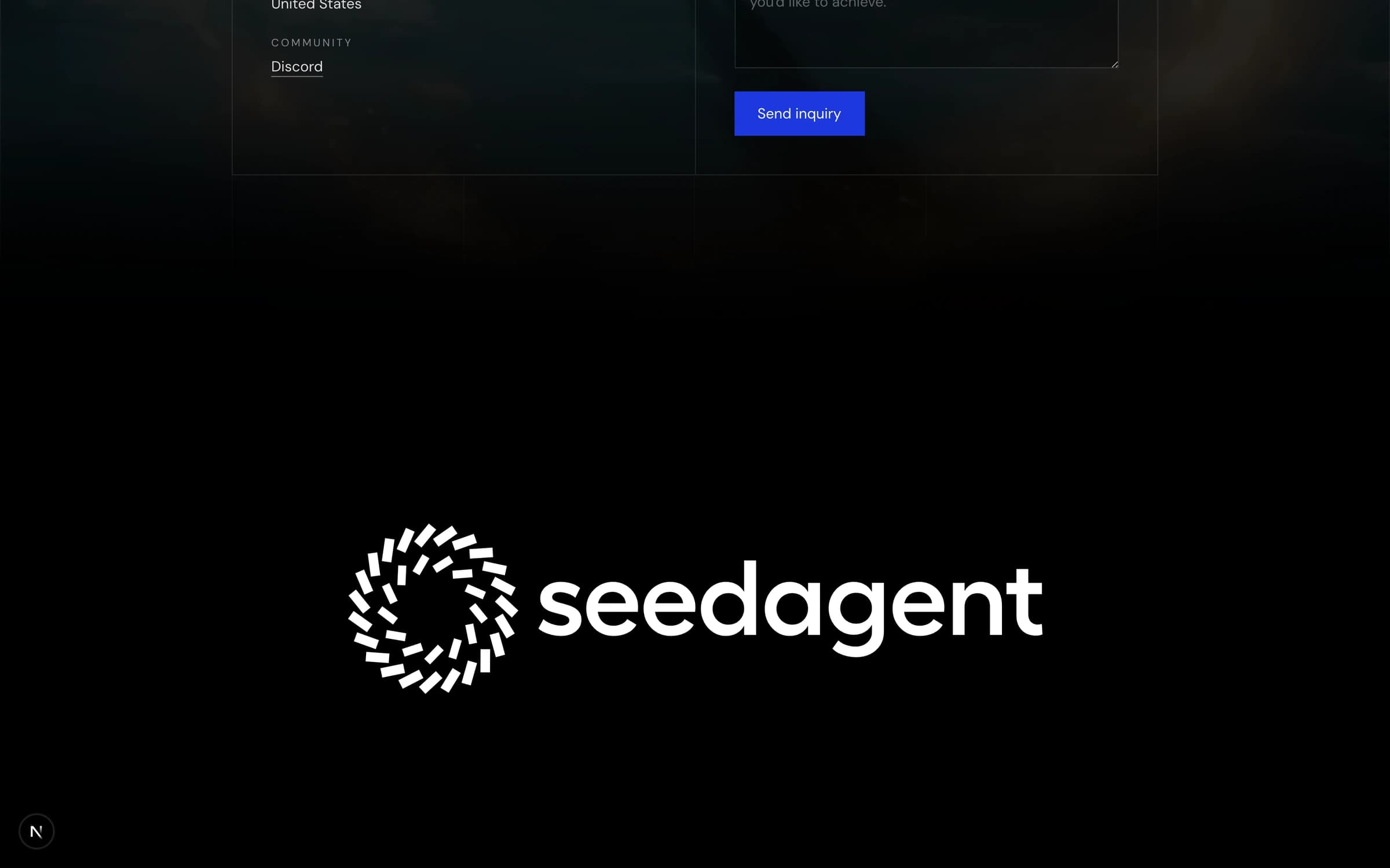 The closing panel: the SeedAgent lockup alone on black
