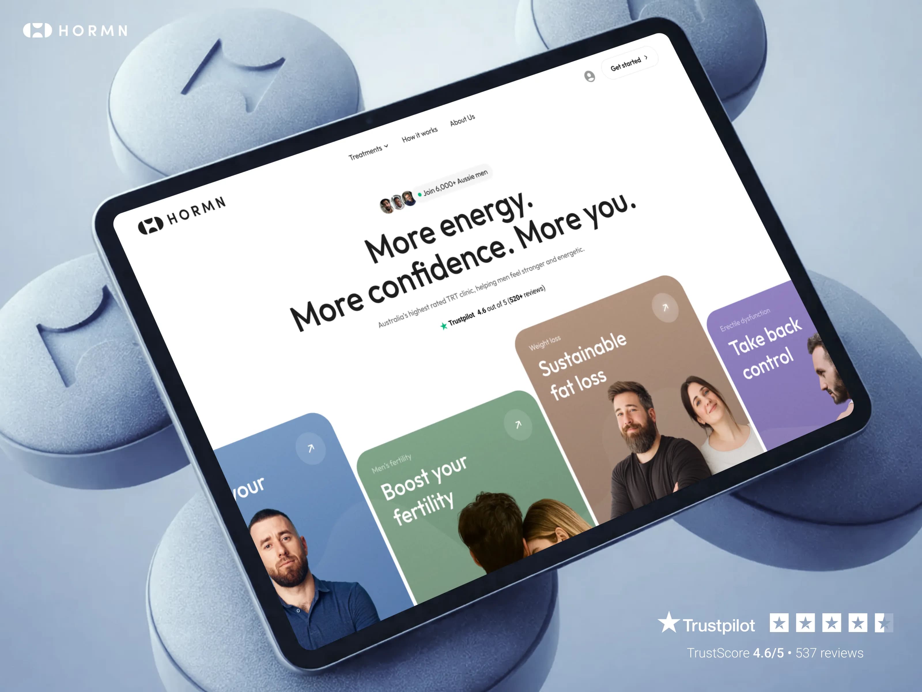 Hormn telehealth platform — web design and development for Australia's highest-rated TRT clinic