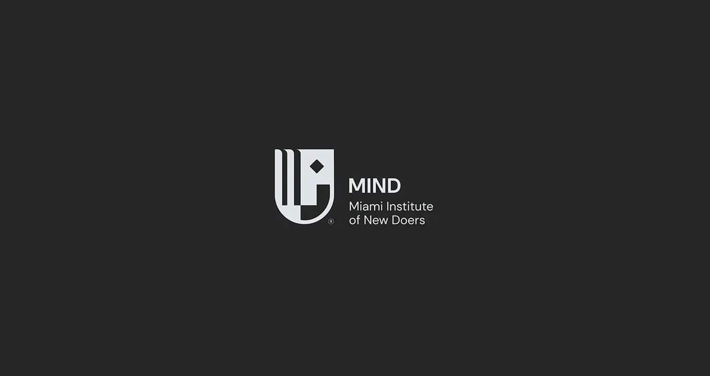 The institute monogram and wordmark in light grey, centred on a near-black field.