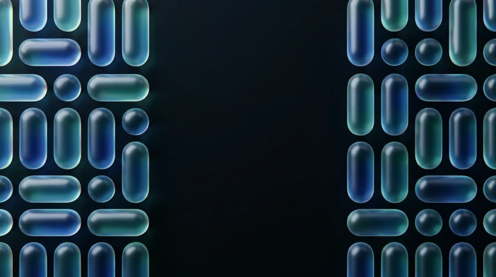 Abstract liquid-glass artwork: translucent fractal shards refracting emerald and amber light against deep black, a data-collection pipeline resolving from scattered noise into a single clean signal