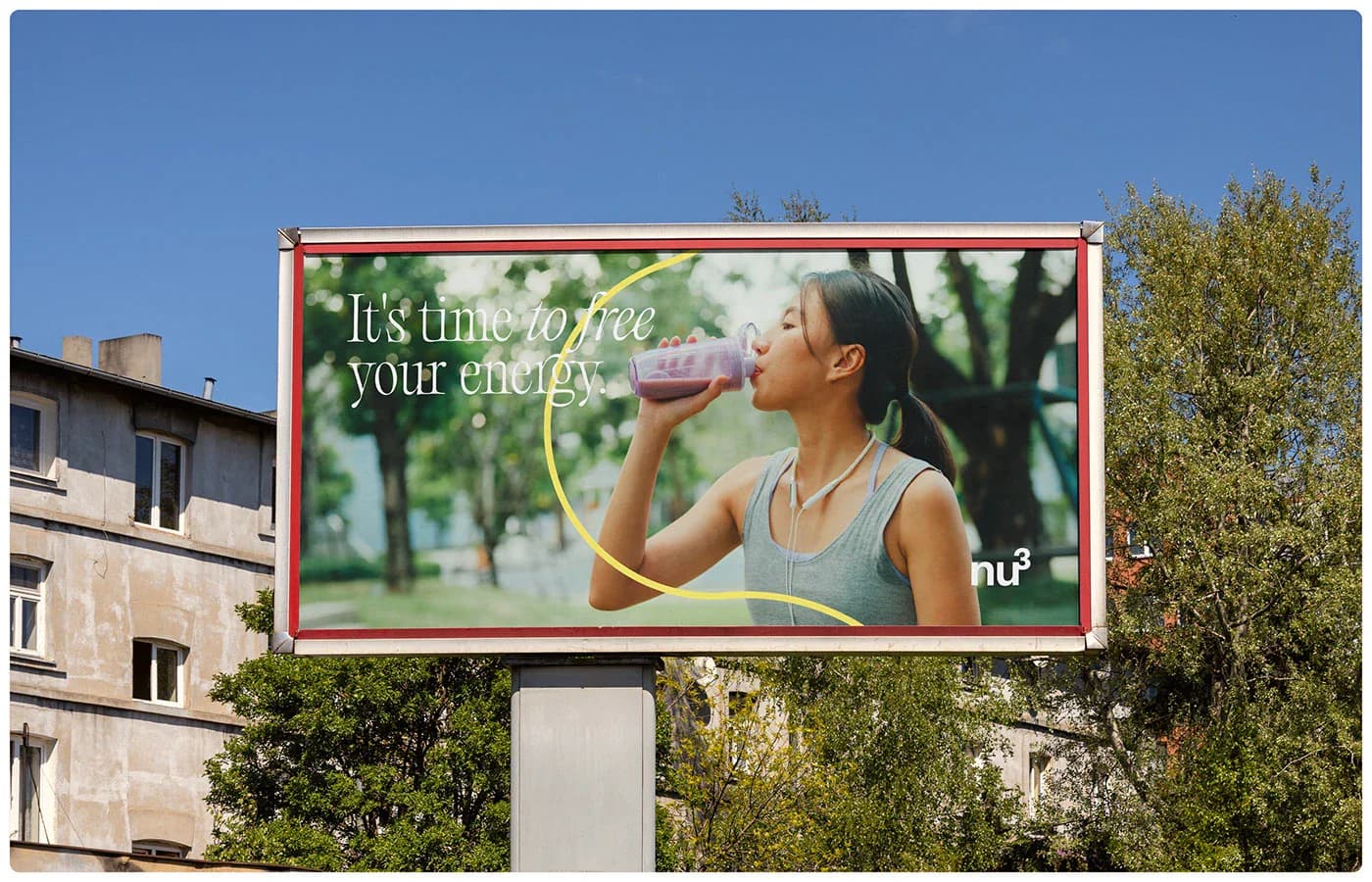 Out-of-home: a roadside billboard reading It's time to free your energy