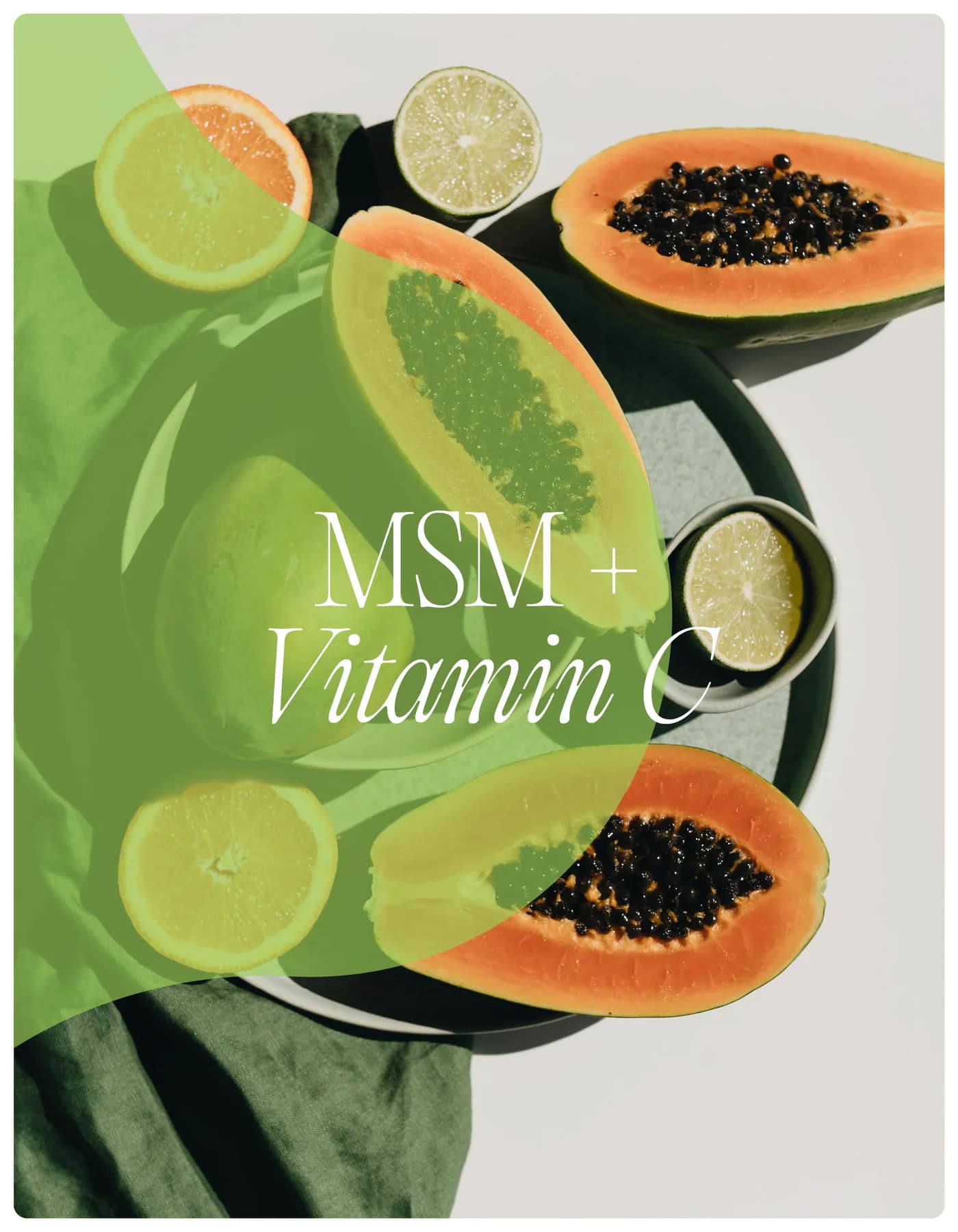 Product still life: MSM + Vitamin C