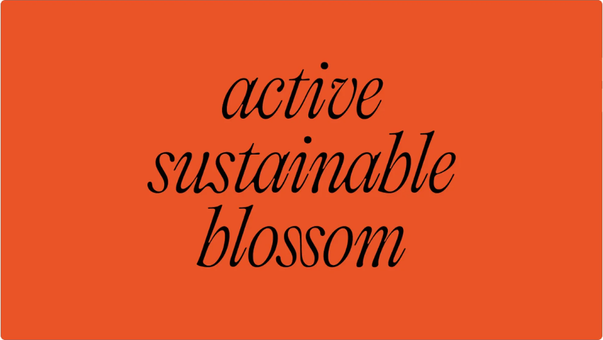 Type board: active sustainable blossom, set in the brand serif