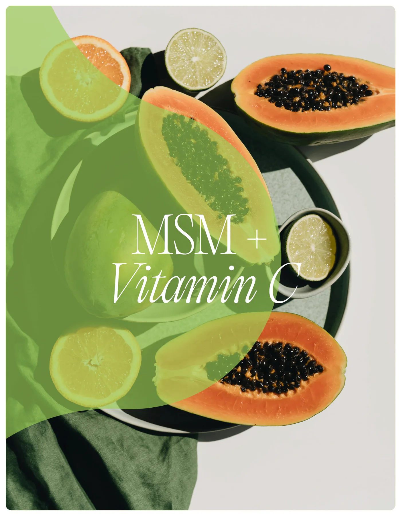 Product still life: MSM + Vitamin C